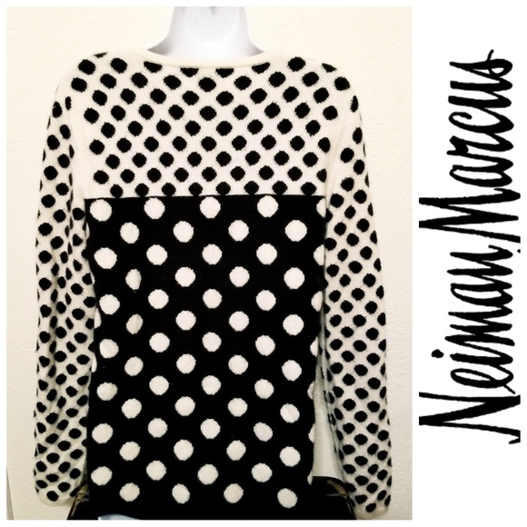 💥SOLD💥Neiman Marcus 100% Cashmere Sweater-Polka Dot - Picture 2 of 7